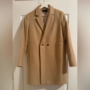 Massimo Dutti Tan Double-Breasted Trench Coat